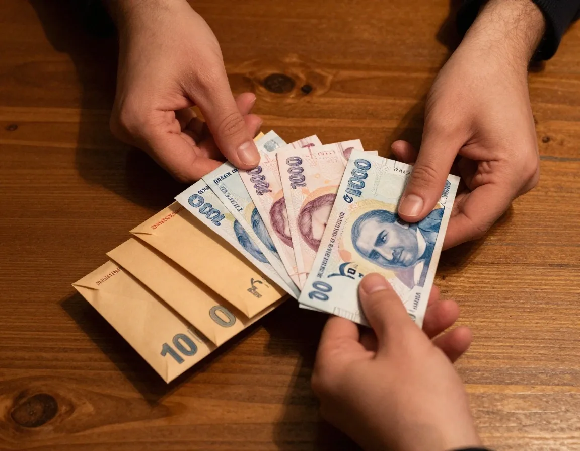 Zarflarla aylık giderleri ayıran eller